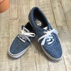 VANS MENS OFF THE WALL, BLUE, SIZE 7.5b, SLIP ON SNEAKERS